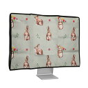 KWMOBILE24-26”モニター対応モニターカバー-PC画面パソコンホコリ防止-防塵リネンウサギとお花デザイン