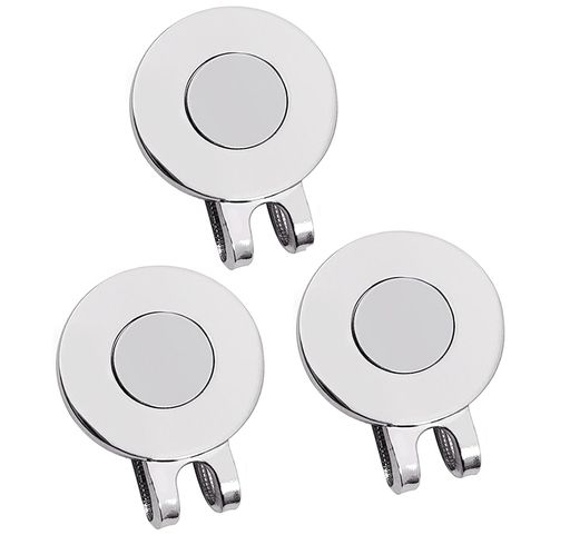 ADHERE ゴルフ マーカー ゴルフクリップ ゴルフキャップ ボールマーカーなしで (ニッケルメッキ・3個)