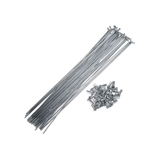 【仕様】サイズ:#14 240mm|素材:炭素鋼(亜鉛メッキ)|パッケージ内容:スポーク36本+ニップル36個 【耐久性】炭素鋼を使用し、錆に強く高い強度を発揮。長期的な使用に耐える安定性を実現します。 【軽量・高剛性】軽さと剛性のバランスが良く、効率的な動力伝達でレスポンスの良い走行をサポートします。 【取付手順】ホイールドラムで隣接する2本のスポークを、リム上の1番目と3番目の穴に取り付けます(1つ穴を空けて交互に配置)。 【幅広い対応】ロードバイクからMTBまで、様々な自転車のメンテナンスにご利用いただけます。