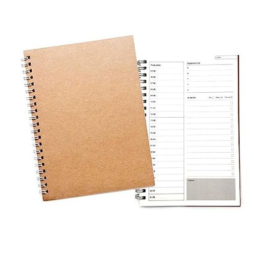 YFFSFDCToDoリスト時間管理ノート仕事メモ帳学用品など様々な用途に使える1日1冊の手帳ノートB6サイズクラフト厚紙表紙リング式表紙無地人気商品2冊セット