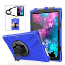 360度回転 SURFACE PRO 7/PRO7+/PRO 6/PRO 5/PRO 4 ケースカバー 耐衝撃 スタンド機 ペンホルダー付き タフで頑丈 2重構造 スタンド ハンドストラップ 肩掛けー ショルダーストラップ 片手持ち(2)