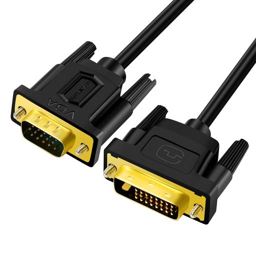 SHULIANCABLE DVI VGA ケーブル、単方向 DVI-D 24+1ピン to VGA 変換ケーブル(オス...