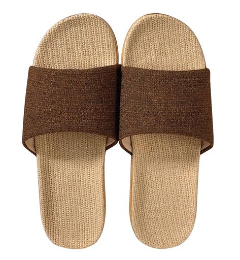 [Euyqs]リネン素材室内スリッパ滑り止め付き麻底ホームスリッパ(ブラウン大人27.0cm長さ・寸法・重量(範囲)日本の靴のサイズ寸法27.5cm)