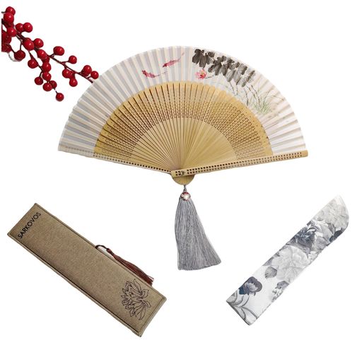 [Sarkovos]女性用扇子天然竹和風扇子浴衣夏着物用暑さ熱中症対策手作りレディース夏扇高級扇子プレゼン..