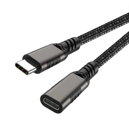 USB type C 延長ケーブル 0.5m (ガン色) LpoieJun 20Gbps高速データ通信/ 8K@60Hz映像出力/240W PD急速充電 超高耐久ナイロン編み USB C タイプc 延長コード