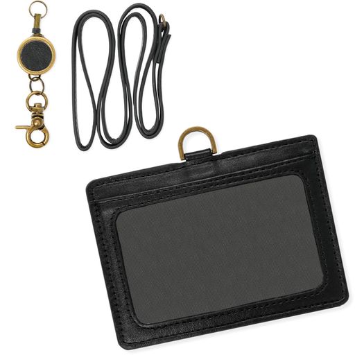 [BROWNPARKER]IDカードホルダー横型ネームホルダー(伸縮リールストラップ付き)首掛けカードホルダー『I..