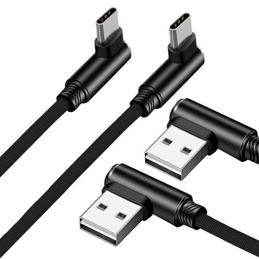 USBTypeCケーブルL型90度L字【2本0.25m+1.5m】USB-AtoUSB-C高耐久急速充電高速データ転送Type-C機器充電USBCケーブルL字型ナイロン編み