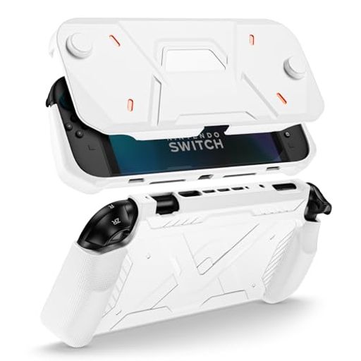 ProCaseSwitch2ケースハードケース「2025発売」TPU&PC製分割式デザイン手汗対策滑り止め衝撃吸収傷防止防水取り付け簡単人間工学デザイン滑りにくい両手の疲労を軽減-ホワイト