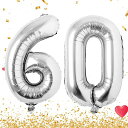 数字バルーン40インチ大きいバースデーバルーン【数字60】ナンバーバルーン誕生日風船バースデー飾りアルミ風船約90cmビッグバルーン数字ハッピーバースデー飾り付け結婚式パーティー…