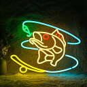 釣りネオンサイン調光可能魚ネオンライト壁の装飾用LED釣り魚ネオンライト釣り具店マン洞窟リビングルームボーイズギフトインテリア魚ネオン管(マルチカラー15.7’...