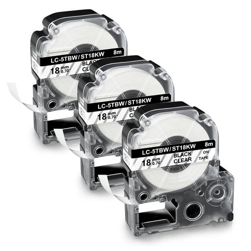 互換 キングジム テプラ テープ 18MM 透明 ST18K テプラPRO SR170 SR5900P SR530カートリッジ 3個