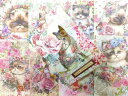 コラージュ素材デザインペーパー庭の猫シリーズ140*100mm10絵柄30枚猫モチーフ素材紙詰め合わせ背景紙コラージュノート手帳デコレーション用ラッピングペーパー(薔薇と猫)