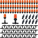 CTRICALVER潅漑システム散水システム自動散水セット50個点滴ノズル調節可能な潅漑ミストノズル50個のTコネクタと10個のエンドプラグ庭の温室パティオの芝...