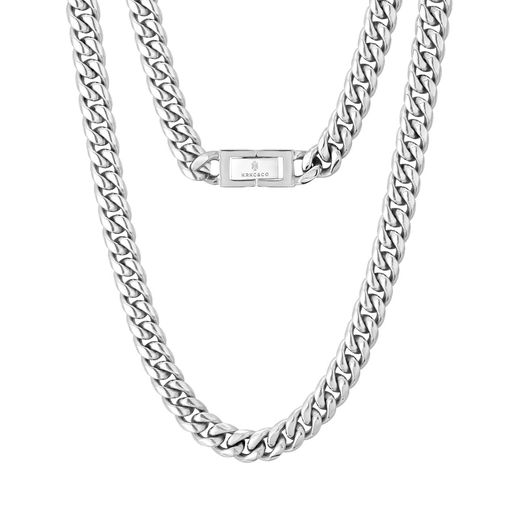 KRKC&CO喜平ネックレスメンズマイアミキューバンチェーン幅8mmステンレスk18メッキ4面カットヒップホップラッパーB系アクセサリーギフトプレゼント金属アレ...