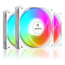 NOVONESTPCケースファン120MMファンPWM高性能静音ファン自動変換レインボーLED搭載PWM4PINコネクタPCパーツ冷却ファン静音3本1セット白い枠虹色LED「NT12CF4-3」(2)