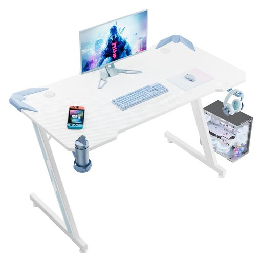 VICTONEゲーミングデスク「メーカー2年保証」幅112CM*奥行60CM*高さ74.4CMパソコンデスクZ字脚PCデスクゲームデスクオフィスデスク作業机炭素繊維天板カップホルダーとヘッドフォンフック付… VICTONEゲーミングデスク「メーカー2年保証」幅112CM*奥行60CM*高さ74.4CMパソコンデスクZ字脚PCデスクゲームデスクオフィスデスク作業机炭素繊維天板カップホルダーとヘッドフォンフック付…