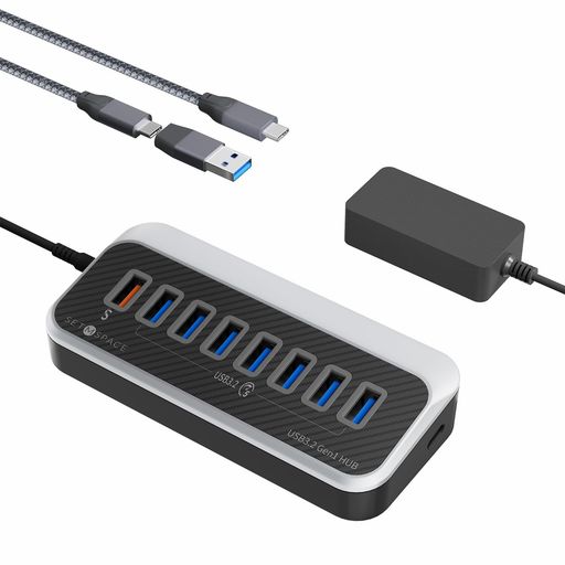 SETMSPACEusbハブ3.08ポート5Gbps高速転送usb3.0type-a増設ケーブル50CM(7USBA+1USBA充電口)