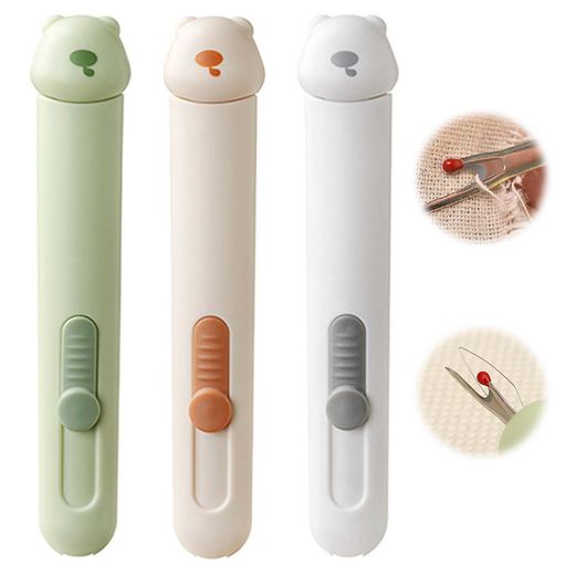 EsiFare3色セット2in1針糸通し器糸通し器家庭用簡易針糸通し器保護ケース付き使いやすい人間工学に基づ..