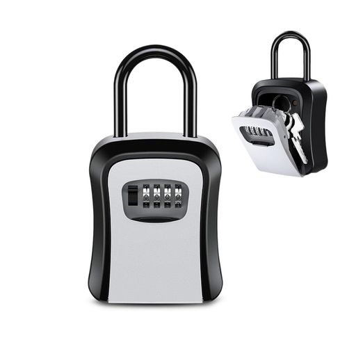 4桁ダイヤル式キーボックスセキュリティキーボックス鍵入れ南京錠取り外し可能なシャックル付きハングドアノブ用キーボックスダイヤル式壁掛け屋内/屋外/ガレージ/庭/店舗用通常のキ…