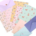moinmoinレターセット便箋手紙動物花総柄パターン徳用10種セット(合計封筒30枚+便箋60枚)/フラワー英字バイカラーストライプおしゃれピンクブラックフォ...
