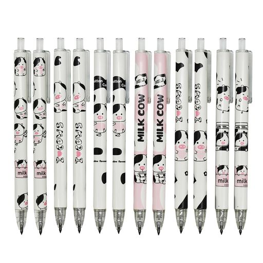 Maydahui12本無限の鉛筆永遠の鉛筆金属先端削らないインクレス鉛筆芯なし永久折れない安全無毒おしゃれかわいい動物エターナルメタルえんぴつ