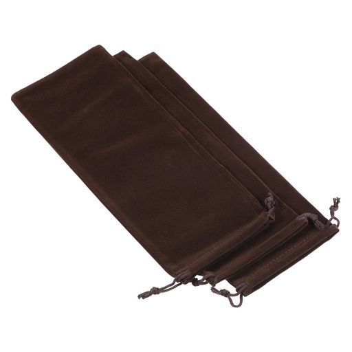 PATIKILマイクロファイバーポーチ25x10cmブラウン3個柔らかいストレージ巾着ギフトバッグメガネウェデ..