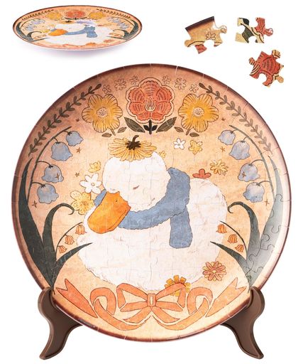 ピースリラックス(PieceRelax)124ピース飾り皿パズル【陽だまりの庭で眠る】(23X23cm)プラ製ジグソーパズル壁掛けセット&皿立て付き[PL101...