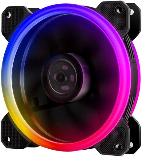 EASYDIY120MMPCケースファンLEDリング搭載静音タイプ25MM厚1300RPM1本(RGB-虹色)