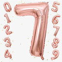 GOPATY数字バルーン 大きい 40インチ 約100CM ナンバーアルミ風船 誕生日飾り付け 記念日 バースデーパーティー お祝い 成人式 卒業 入学 (7 ローズゴルード)