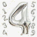GOPATY数字バルーン大きい40インチ約100cmナンバーアルミ風船誕生日飾り付け記念日バースデーパーティーお祝い成人式卒業入学(4銀色)