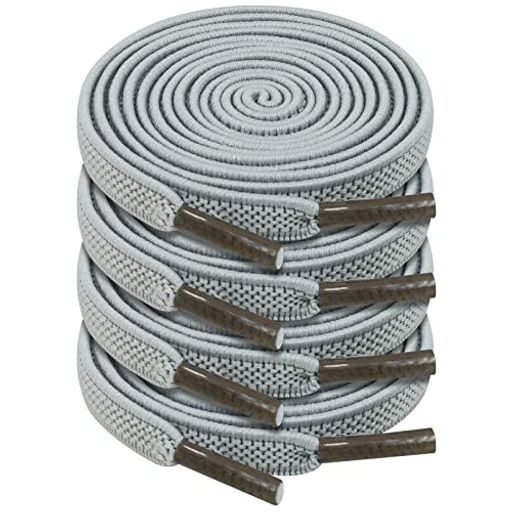 [MECOLO]靴紐ゴムシューレース靴ひも【2組セット】平紐くつひも伸縮ほどけにくい靴紐伸びる靴紐ゴム靴紐スニーカー紐ゴム紐靴の着脱を簡単に100/120/140/160cm対応2足分(4本)(100cm淡いグレー)