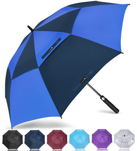 雨 【3サイズ展開・ワイド設計のゴルフ傘】ゴルフ利用に最適な弧長54/62/68インチの3サイズを取り揃えており、用途に合わせて選択可能です。68インチの特大サイズは複数人での同時使用に対応し、ゴルフキャディバッグもしっかり覆えるため、屋外雨天時の濡れを効果的に防ぎます。滑り止め加工のEVAグリップを採用し、ハンドルボタンのワンクリックで片手による自動開傘が可能。急な雨にもスムーズに対応できます。 【210T高密度生地・優れた超撥水・防水性能】本ゴルフ傘に高品質210Tポリエステル生地を採用し、耐摩耗性、速乾性、防カビ性に優れています。強力な超撥水加工により雨粒をしっかり弾き、水滴がスムーズに滑落。傘を閉じた際の雨垂れを大幅に抑え、豪雨時でも生地が濡れにくく、ゴルフをはじめとする屋外利用に適した仕様です。 【二層通気構造・耐風性に優れ反転しにくい】風を逃がす専用の二層構造を採用し、風圧を分散させることでゴルフ傘の反転トラブルを防止。一般的な長傘が強風で裏返りやすいのに対し、26mphクラスの突風にも安定して対応可能です。天候の変わりやすいゴルフ場や屋外イベント、スポーツ観戦などで安心してご利用いただけます。