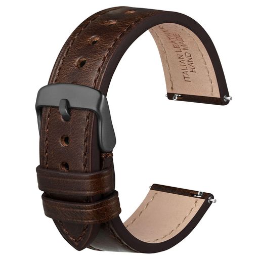 [Anbeer]時計バンド22mmイタリアンレザー腕時計ベルトQuickReleaseオイルワックス本革替えバンドステンレススチール尾錠