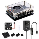 ORANGEPI5PLUSアクリルケース2個4010ブラック2線式ファン+ヒートシンクセット5V3.6Aアメリカ規格スイッチング電源付き
