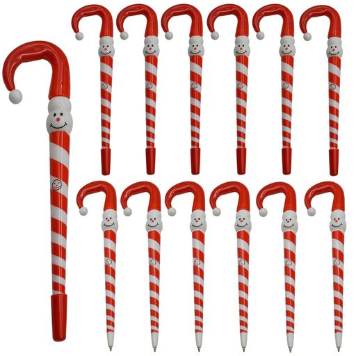 Maydahui可愛いクリスマス傘ボールペン12本セット0.5mm青油性かわいい松葉杖スノーマンおしゃれ文房具..