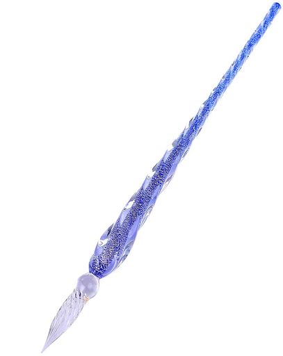 TSUCIA ねじり ガラスペン サインペン 万年筆 ペン 手紙 便箋 イラスト 透明 文房具 ボックス付き (スカイブルー)