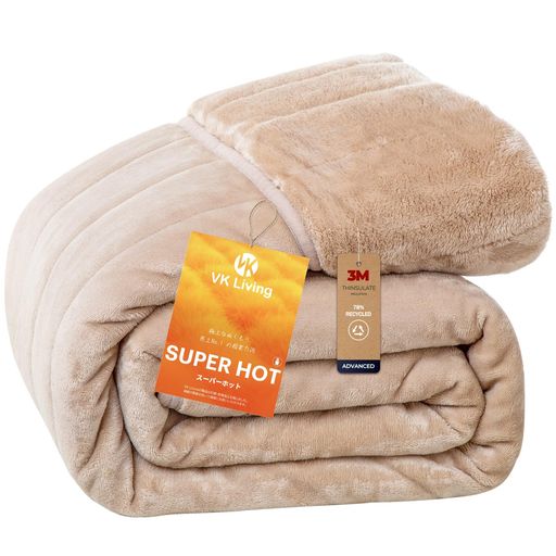VK Living シンサレート毛布 厚手 シングル 冬用 【SUPER HOT】 フランネル 2枚合わせ 3Mシンサレート中綿 断熱素材 超極細繊維 LockHeat速暖発熱繊維 襟付き 掛け毛布 四層構造 保温 軽量 24時間持…