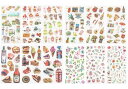 食べ物手帳シールケーキアイスクリームお料理シール花シールDIY手作りステッカー日記和紙シール12枚(3)