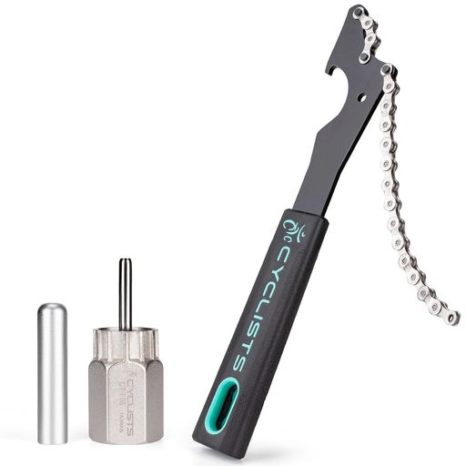 カセットスプロケットおよびディスクローターのロックリング交換用工具セット。 【スプロケットリムーバー】フリーホイールリムーバーを使用してカセットスプロケットのロックリングを着脱する際に、7~12速のスプロケットを保持。 【フリーホイールリムーバー】ディスクローターおよびカセットスプロケットのロックリングの取付けおよび取外し用。 硬化鋼により剛性と耐久性を向上。 安心の台湾製品。