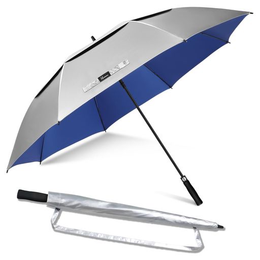 雨 【99%紫外線カット&amp;完全防水 – オールシーズン活躍】NINEMAXのゴルフ傘は、210T高密度ポリエステル生地とシルバーコーティングを採用。UVカット率99%(UPF50+相当) を実現し、強い日差しから肌をしっかり保護します。さらに優れた防水性により、突然の豪雨にも完全対応。この大型日傘があれば、晴れの日も雨の日も、四季折々の天候に快適に対応できる晴雨兼用傘です。 【軽量&amp;強化グラスファイバー8本骨 – 折れにくい設計】このスポーツ観戦用日傘には、強化グラスファイバー製の8本骨を採用。従来の鉄骨と比べて軽量ながら、驚くべき弾力性と耐久性を備えています。強風にも折れにくい設計で、大型傘として長くご愛用いただける頼もしい1本です。軽量なので持ち運びもラクラクです。 【広々超大型サイズ – 家族みんなで使える】弧長62~68インチの超大型サイズを備えた大型ゴルフ傘は、雨の日でも大人2名とお子様1名がゆとりを持って並んで歩ける広さを実現。広い日陰を作れるため、夏の海水浴や公園でのピクニック、ガーデニング、長時間のゴルフやアウトドアシーンでも大活躍します。