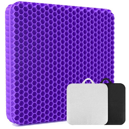 💜💜お客様の声から生まれたBIGサイズ!46*43*3.5cm桜 従来品(40X34X3cm)は縦横の幅が狭く、座るとお尻が浮かぶし、また薄くて硬いので、長時間座るとお尻が痛くなる可能性もあります。それらのお客様の意見を元に、弊社の最新版クッションは人間工学にに基づいた設計で、サイズも厚さも改善され、圧力を軽減しながら最大のサポートと快適さをご提供致します。普段お使いの椅子や車のシートに敷くだけなので、簡単にお使いいただけます。硬すぎず柔らかすぎず、沈み過ぎず、長時間のドライブや座り作業の多い方におすすめです。 💜💜長く使える、へたりにくい桜 へたりやすい 一般のゴム状座布団とは異なり、高弾性ゲルフォームを活かすメモリー材質を採用、ハニカム数&amp;衝撃吸収力が大幅アップされます。厚みのある2層構造なので、両面使用が可能。お尻をしっかり支えて不快感がなく、良い姿勢を保てます。高弾性なので思い切りつぶして絞ってもすぐ元の形に戻し、長時間使用しても、形に変化は全くありません。 💜💜ちょうどいい柔らかさ、正しい座り方へ桜 卵を置いても割れないブルーマジッククッゲルション!柔らかい座り心地と安定したサポート力を追求。