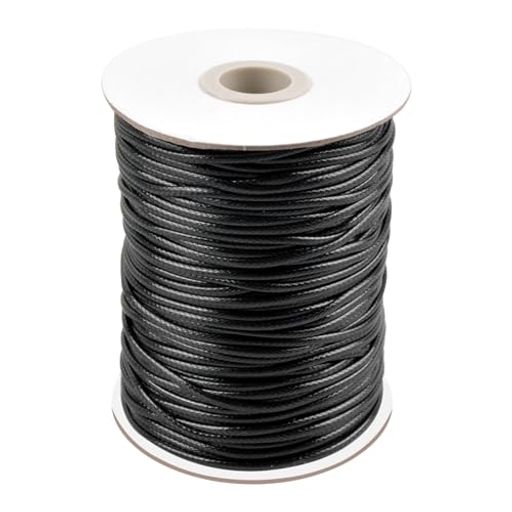 ワックスコード2mm蝋引き糸黒ポリエステルコード手芸丸紐アクセサリー用糸ロウ引き紐編み紐長さ100メートルブレスレットマクラメレザークラフトDIYネックレスビーズジュエリー作り用手…