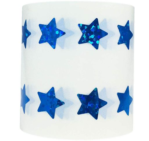 ブルースパークルスターステッカー13mm1/2インチの光沢のあるホログラフィックラベル1000のパック