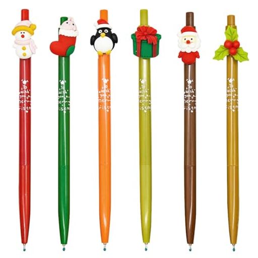 【インク】黒インク/ボール径:0.5mm 【製品情報】全長約150mm/約8g軸素材:プラスチック 【セット内容】6色x各色1本(合計6本セット)/仕様:ノック式ボールペン 徴デザイン】滑らかな書き心地、軽量で、握りやすく軸はクリスマスプリントをモチーフにした可愛らしいデザインのボールペンです 【ギフト】可愛い筆記用具系は、普段使いにも、ちょっとしたプレゼントにもおすすめ