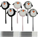 MAYDAHUIかわいいふわふわぬいぐるみペンギンボールペン6本セット黒インク0.5MMおしゃれ動物ジェルボールペン可愛い文房具子供学生プレゼントギフト