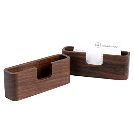 YOYAIナチュラル名刺入れ木製名刺スタンドウッド名刺ホルダー名刺ケースカードディスプレイスタンドオフィスギフトシンプル2個入れ(黒クルミ2個)