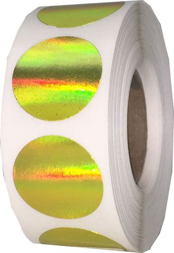 黄色のホログラフィックサークルステッカー19mm3/4インチのドットラベル500パック