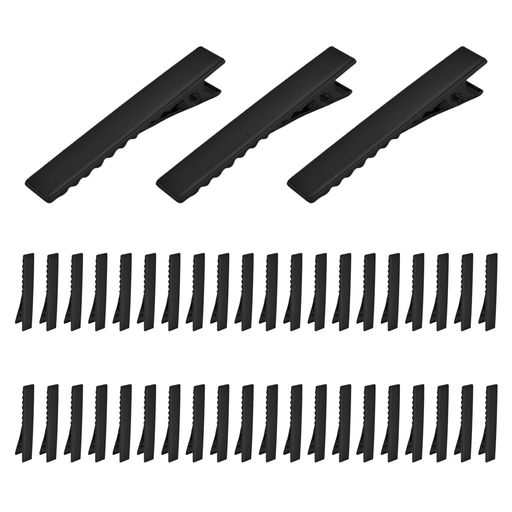 【LEISURE CLUB】 ヘアクリップ 約40個入り 45mm ヘアピン ハンドメイド 髪留め 金具 ヘアアクセサリー パーツ ブラック DIY ホビー 業務用 手芸用品 大人 子供(ブラック 4.5cm)