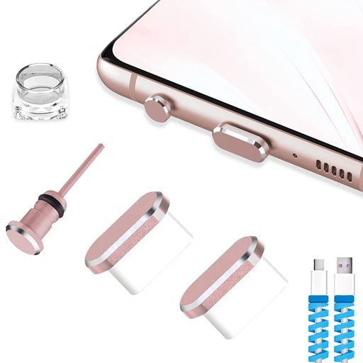 VIWIEUUSBCキャップ携帯タイプcカバーコネクタ防塵保護防砂防水ジャック充電穴端子保護プラグ、アルミニウムとシリコン製2個のケーブルプロテクター付きスマホ/タブレットワイヤレス充…