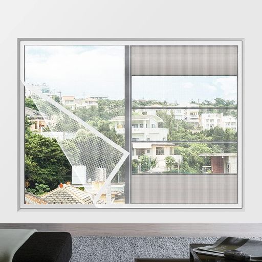 簡易網戸ネット取り付け簡単蚊防ぐあみどDIYキット編み戸防虫ネット日本語の説明書付き補修網戸カーテ..